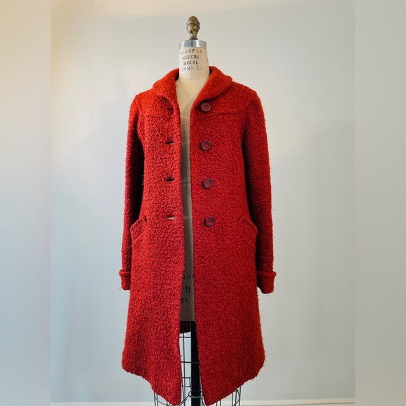 Jackets & Blazers - Vintage Terracotta Boucle Wool Coat